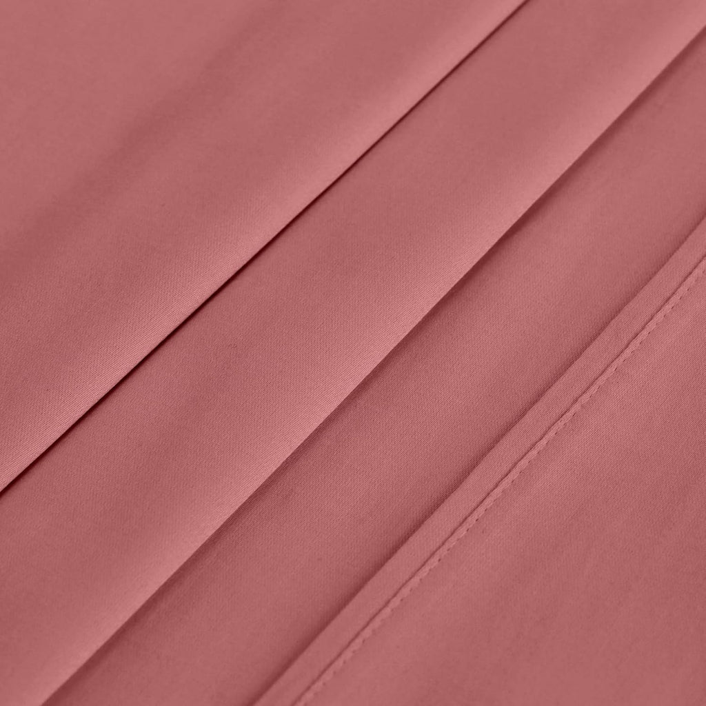 Superior Egyptian Cotton 400 Thread Count Bed Sheet Set, 2 Elastic Deep Pocket Fitted Sheets, 1 Flat Sheet, 2 Pillowcases, Soft Bedding, Luxury Sheets, Sateen Weave, Split King Size, Blush