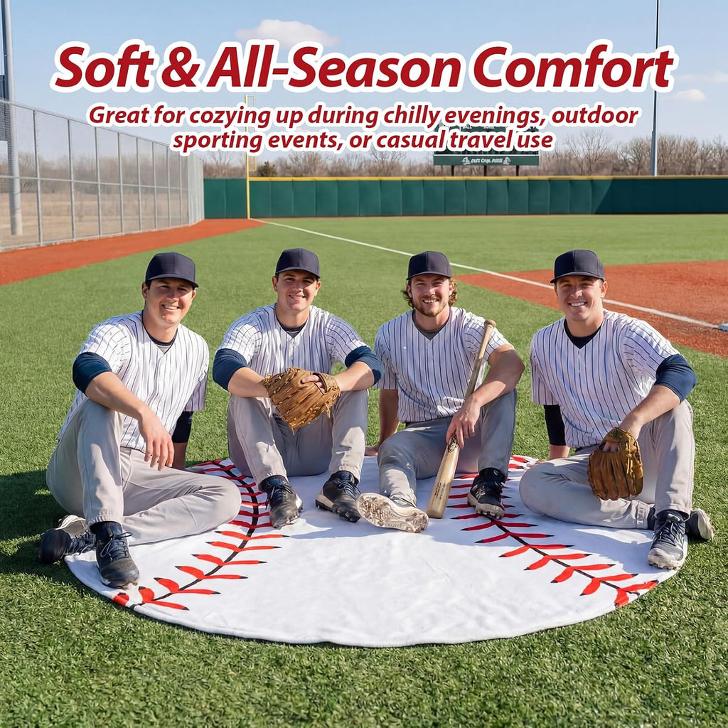Eurzom 12 Pcs Baseball Throw Blankets Bulk for Teens Adults 60' Round Soft Flannel Sport Ball Blanket Team Gift for Baseball Lovers Coaches Players Senior Night Birthday Party Supplies