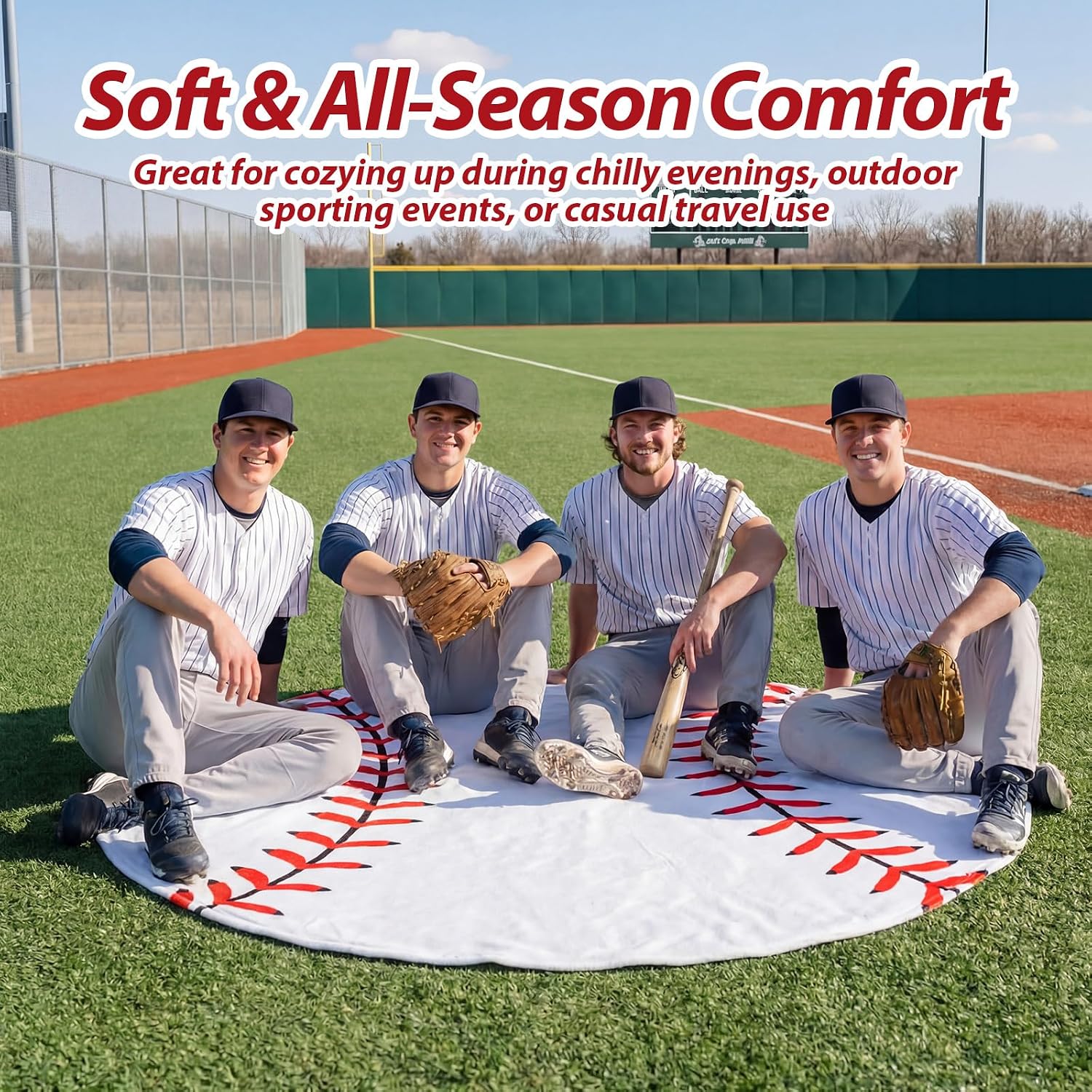 Eurzom 12 Pcs Baseball Throw Blankets Bulk for Teens Adults 60' Round Soft Flannel Sport Ball Blanket Team Gift for Baseball Lovers Coaches Players Senior Night Birthday Party Supplies