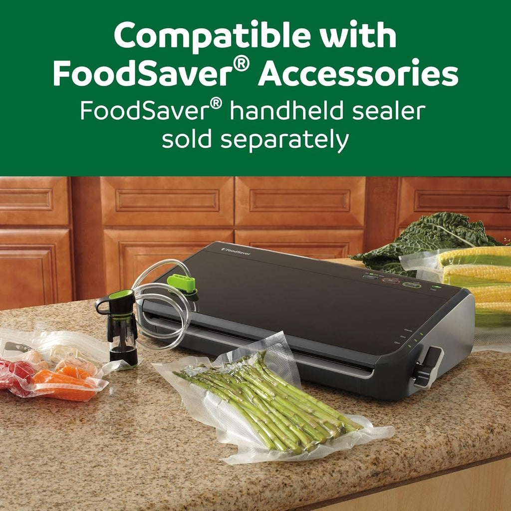 FoodSaver Vacuum Sealer Machine, Automatic Bag Detection, Sous Vide Friendly, with sealer bags, roll, handheld vacuum sealer, black
