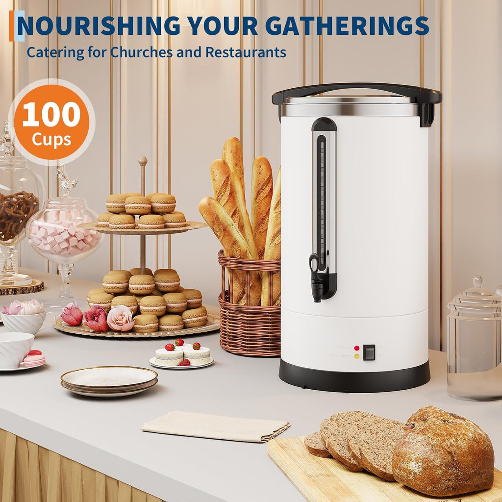 TrailBlaze 14L Double Wall Stainless Steel Commercial Coffee Urn - Electric Percolator Coffee Maker & Hot Water Dispenser, Large Capacity, Easy Clean for Buffet, Catering, Weddings, Parties