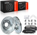 A-Premium 10.32 inch (262mm) Front Drilled and Slotted Disc Brake Rotors + Ceramic Pads Kit Compatible with Honda Models - Civic 2012, Civic 2013-2015 (Manual Transmission), 1.8L, 6-PC Set