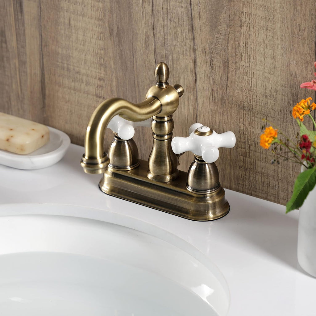 Kingston Brass KB1603PX 4 in. Centerset Bathroom Faucet, Antique Brass