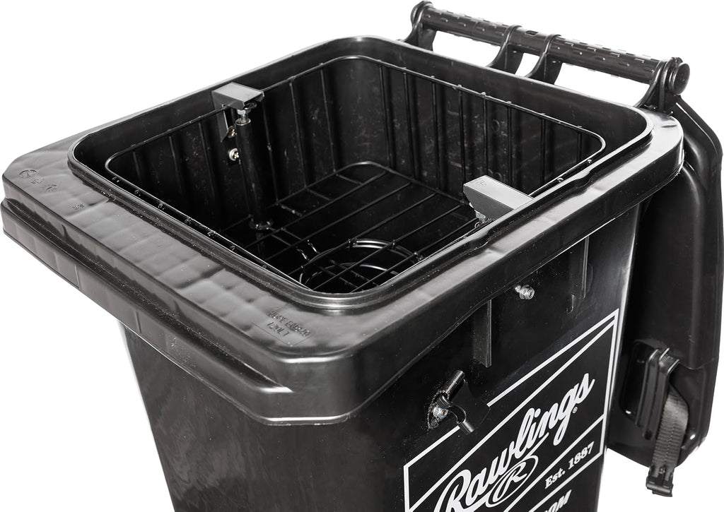 Rawlings | Rolling Ball Bin with Spring-Loaded Basket | 32-Gallon Capacity | Balls Not Included