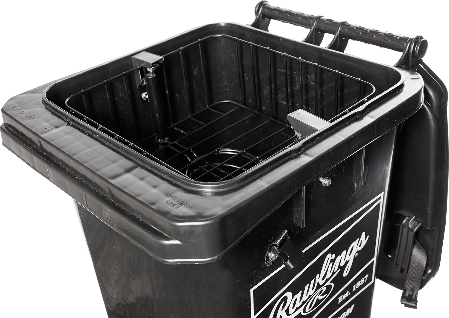 Rawlings | Rolling Ball Bin with Spring-Loaded Basket | 32-Gallon Capacity | Balls Not Included