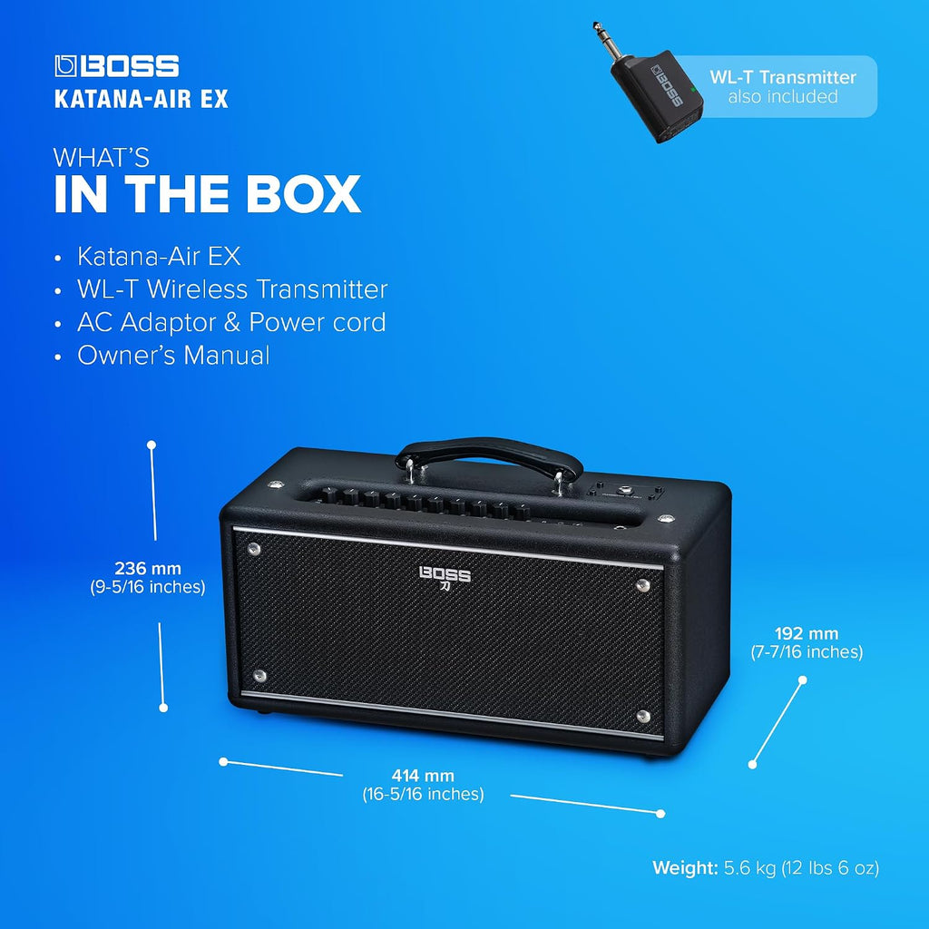 BOSS Katana-Air EX | Powerful Wireless Desktop Amplifier for Guitar, Bass & Acoustic-Electric Guitar & Bass | Stereo Sound with Dual Five-Inch Speakers | 5 Amp Characters | Premium Amps & Effects