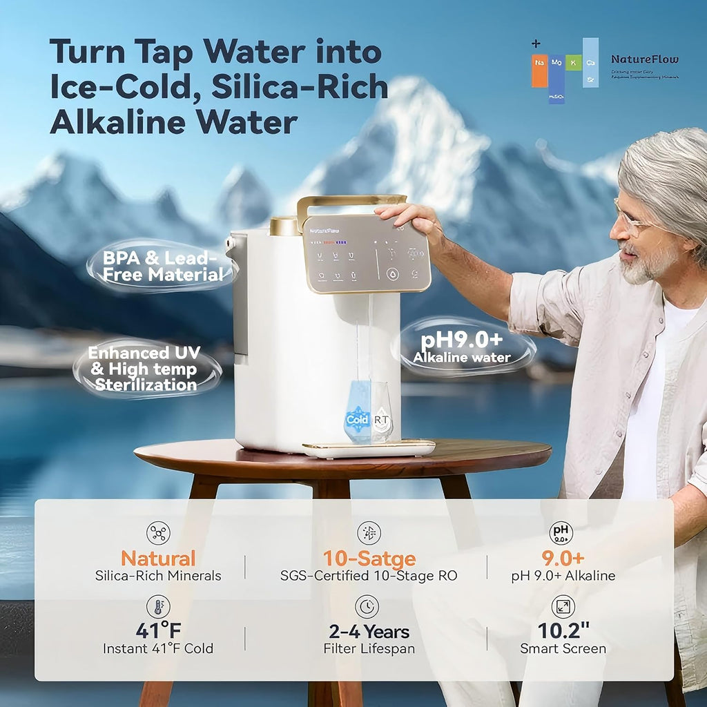 Y60EC Cold Reverse Osmosis Water Mineralization System — Featuring Natural Mineral Activation, 10-Stage RO Filtration, Ultra Dual UV, Alkaline Water,4:1 Pure-to-Drain Ratio