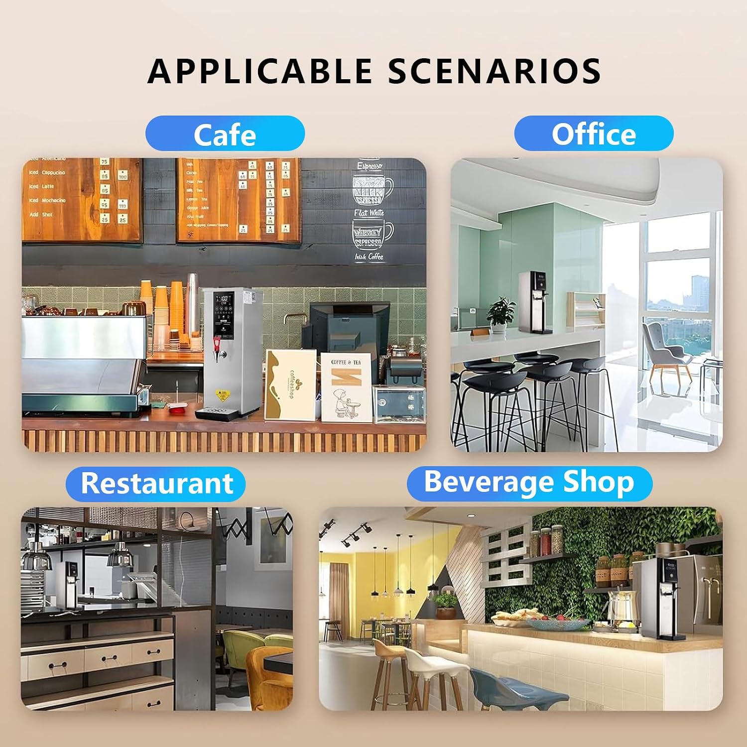 Commercial Hot Water Dispense Boiler, 45L/H,Electric Countertop Heating Boiler,Adjustable Temperature 40-100°C,for Tea,Dessert Shop,Hotel (White) A