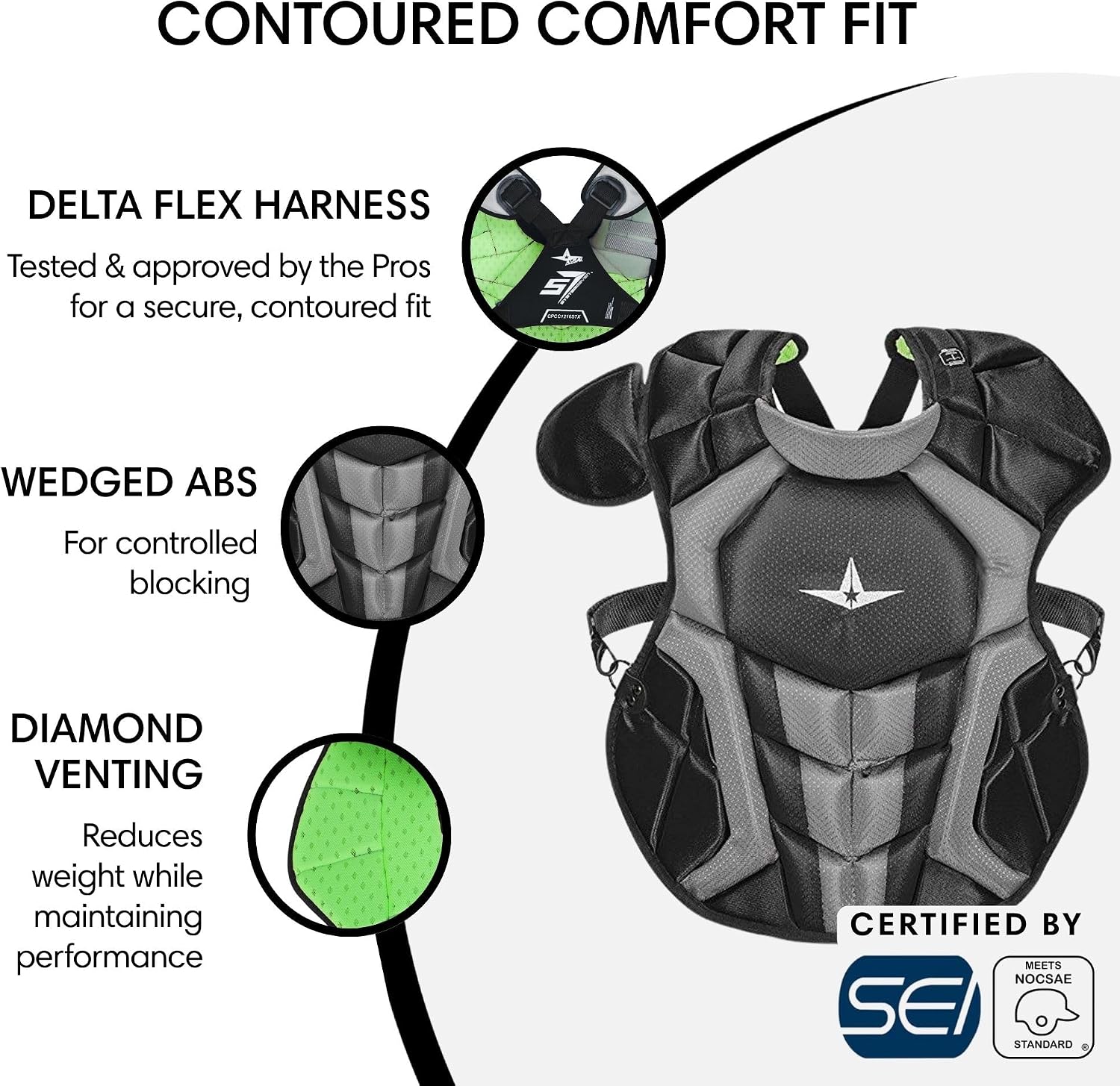 All-Star S7 Axis Ages 9 to 16 - Baseball Catching Equipment Kit (Includes Helmet, Chest Protector, Leg Guards), Meets NOCSAE
