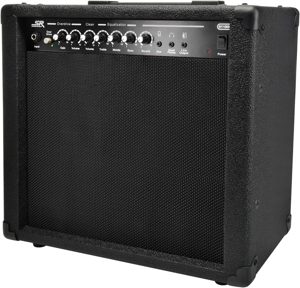 Monoprice 1x10 Guitar Combo Amplifier - Black 40-Watt, Spring Reverb, 10-Inch 4-Ohm Speaker, High & Low Inputs, Headphone Output - Stage Right Series