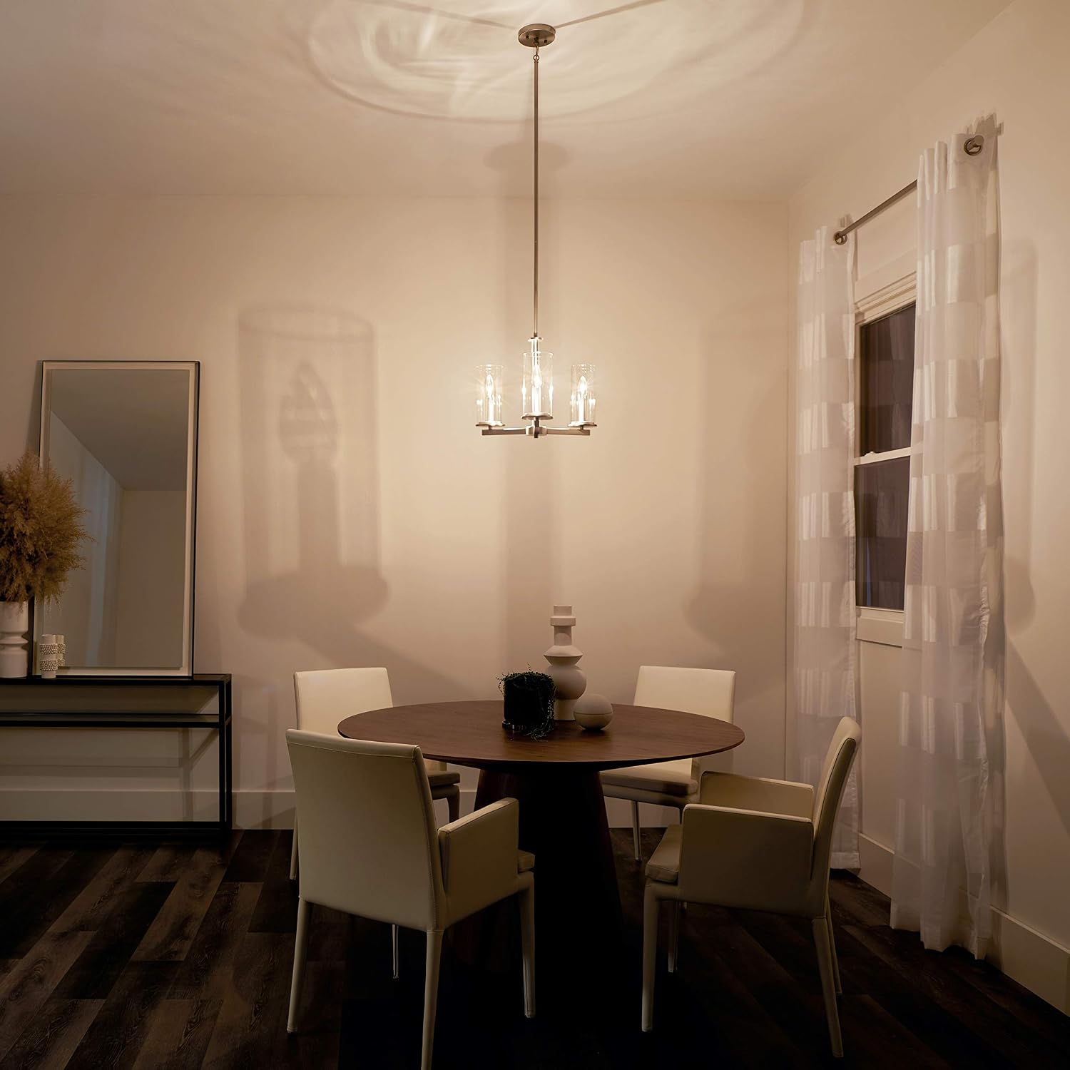 KICHLER Crosby 13.75' 3 Light Convertible Chandelier with Clear Glass Brushed Nickel