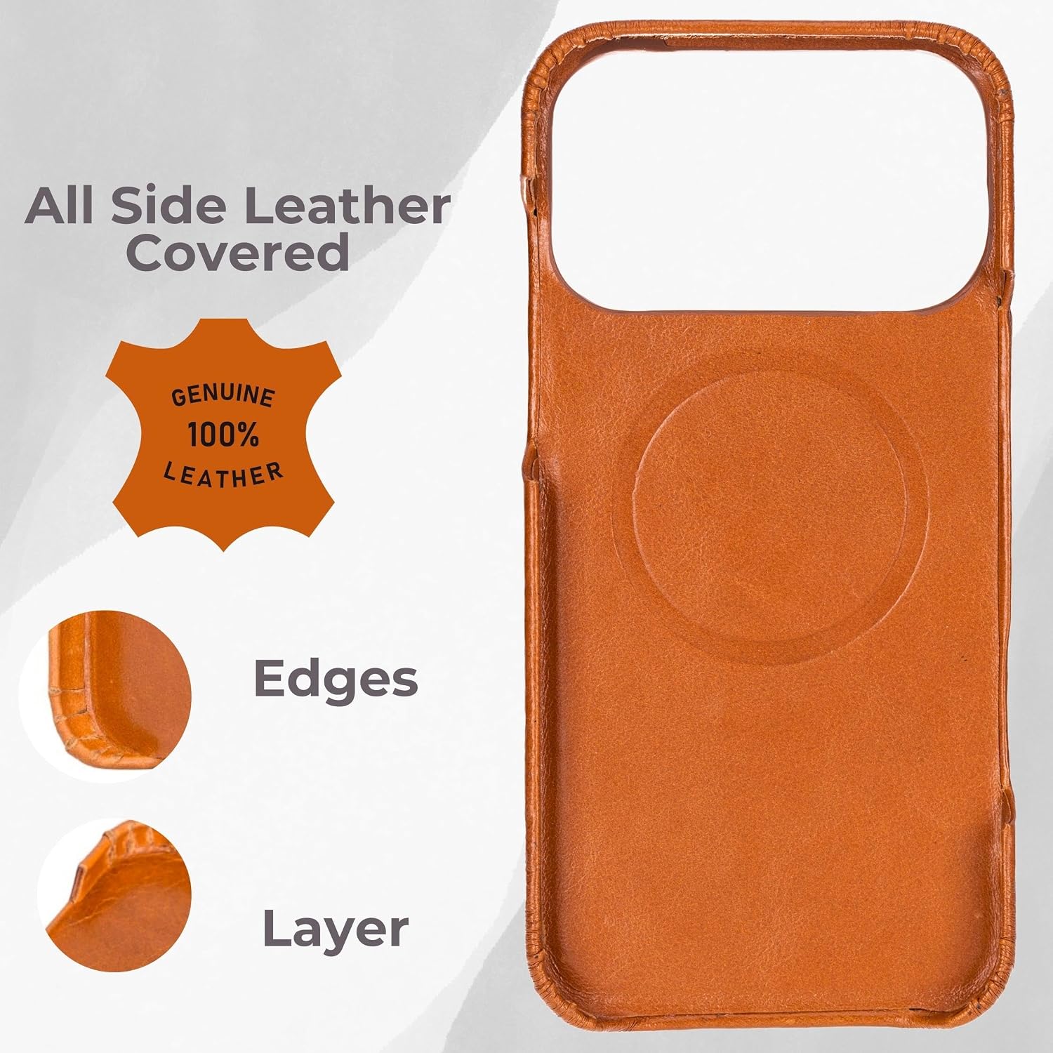 VENOULT Leather Wallet Case for iPhone 17 Pro Max, Full Grain Genuine Leather, Magnetic Detachable, 4 Card Holder, Buesiness Style, Compatible with MagSafe, RFID, Handmade (Chestnut Brown)