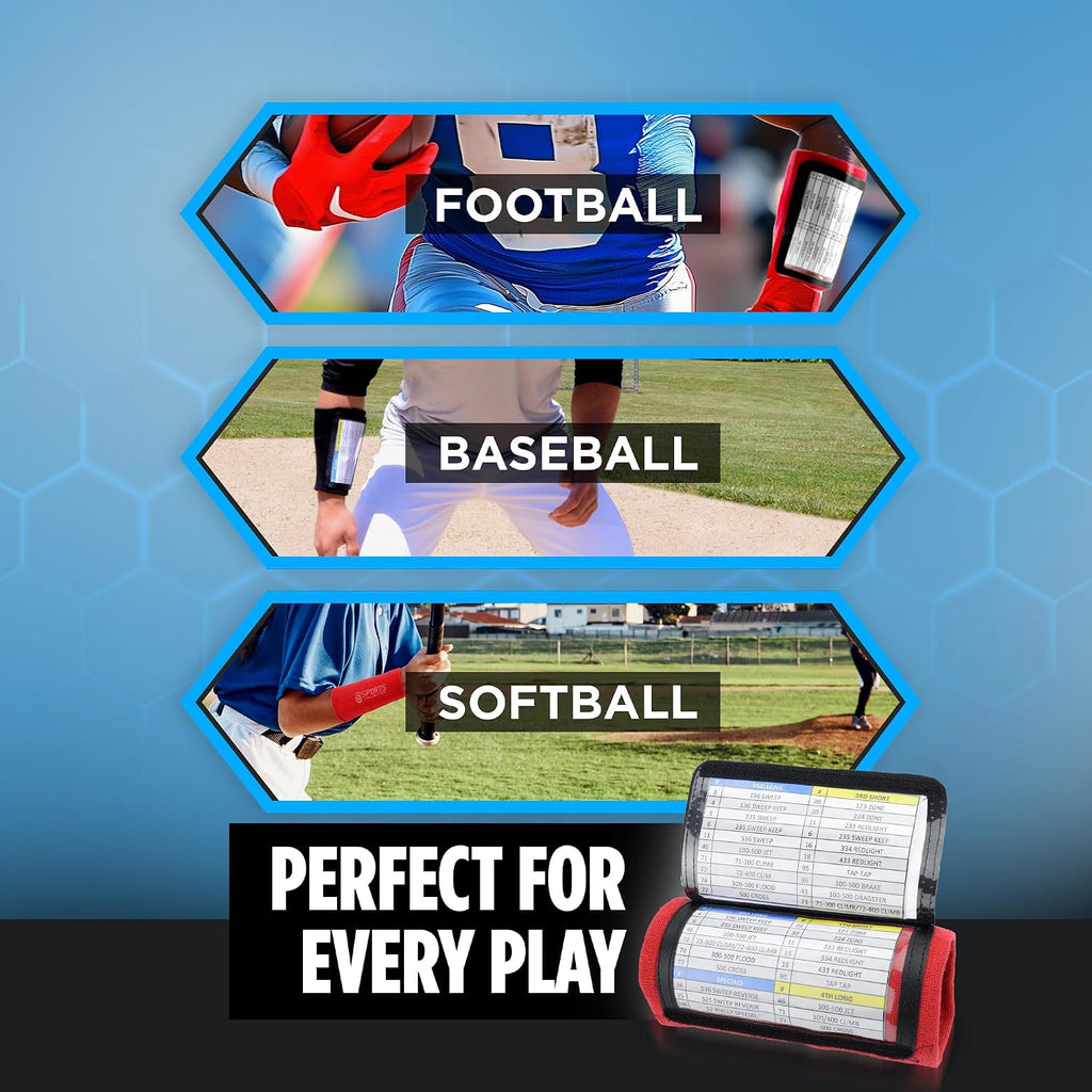 Sports Unlimited Adult Triple Wrist Coach, Football Wristbands for Plays, Baseball Wristbands, QB Arm Bands