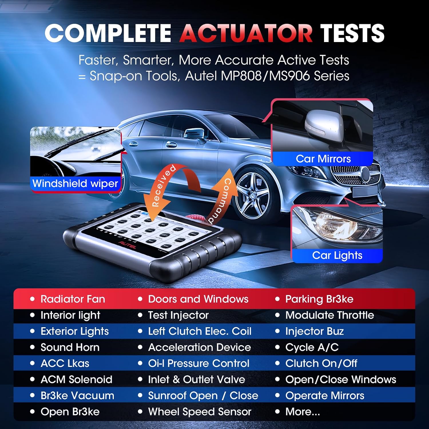 Autel Scanner MaxiCOM MK808S, 2026 OBD2 Scan Tool as MaxiCheck MX808S MX900 MK900BT MK808BT Pro, 3000+ Active Test, 28+ Service for 200+ Brands, OE All System Diagnostics, FCA & SGW, 10X Faster OS 11