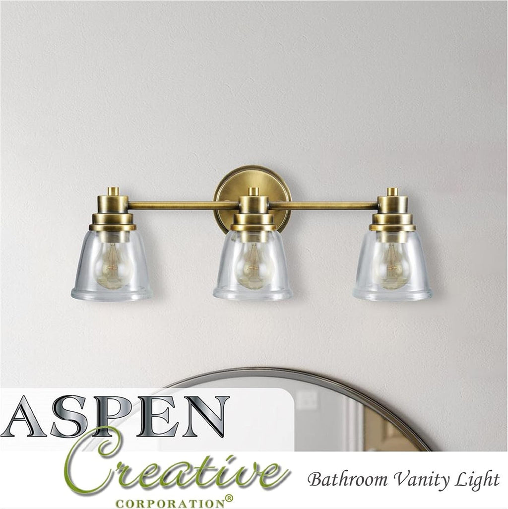 Aspen Creative 62098, Two-Light Metal Bathroom Vanity Wall Light Fixture, 15 3/4' Wide, Transitional Design in Brushed Nickel with Clear Seedy Glass Shade