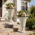 Heavy-Duty 23.6' Tall Urns Planters for Outdoor Plants - Set of 2 Water Storage Base Large Outdoor Planter for Porch, Sandblasting Process Indoor Flower Pots for Home Decor/Garden Vase, Beige