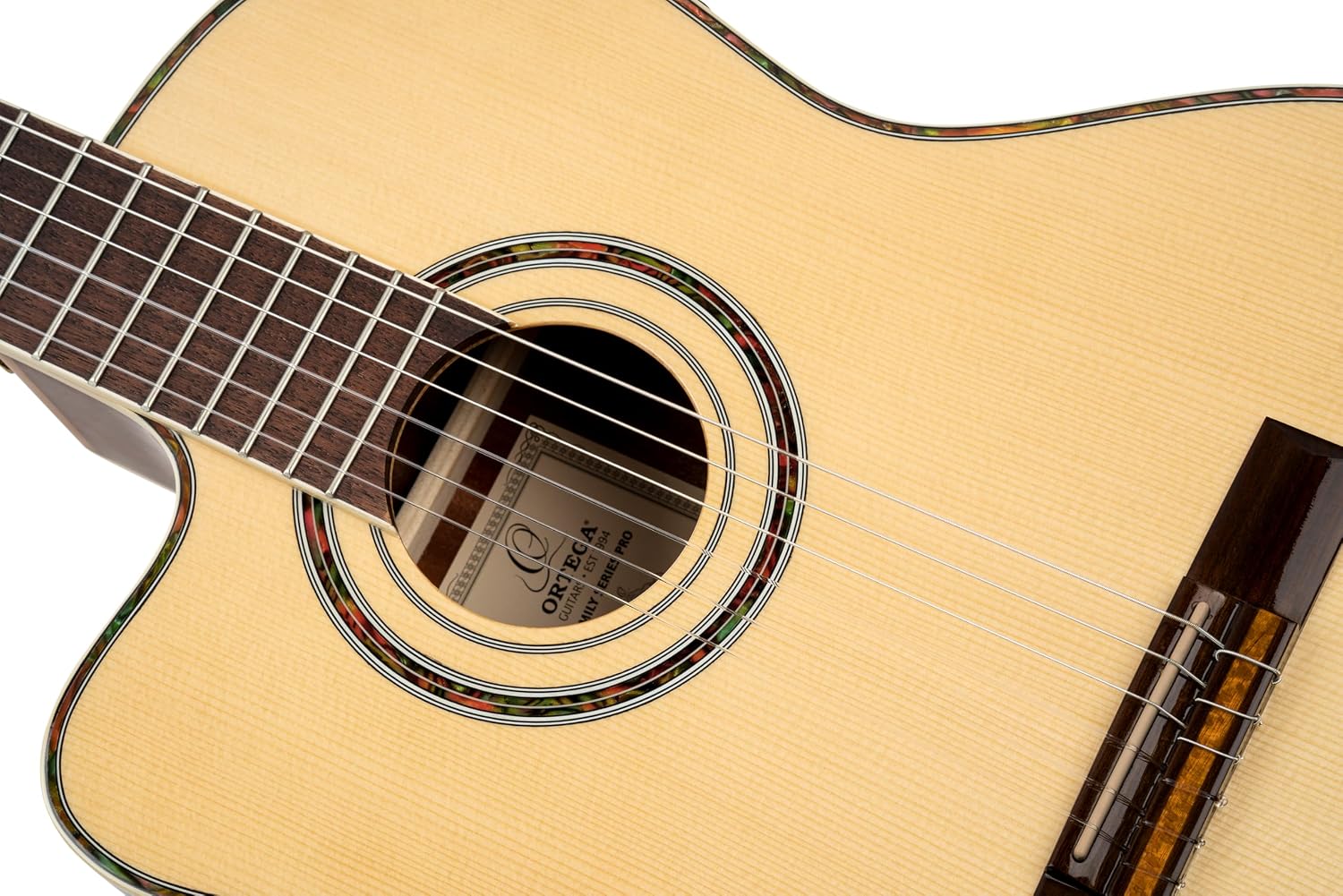 Ortega Guitars 6 String Family Series Pro Left-Handed Solid Top Acoustic-Electric Nylon Classical Guitar w/Bag, Full (RCE141NT-L)