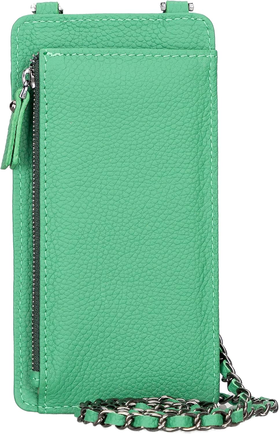 Crossbody Women Wallet fits iPhone 16 Pro MAX / 17 Pro MAX and All Mobile Devices up to 6.9' - Zippered Women Purse, Shoulder Bag with Card Holder, Pocket & Chain Strap, Trendy (Pistachio)