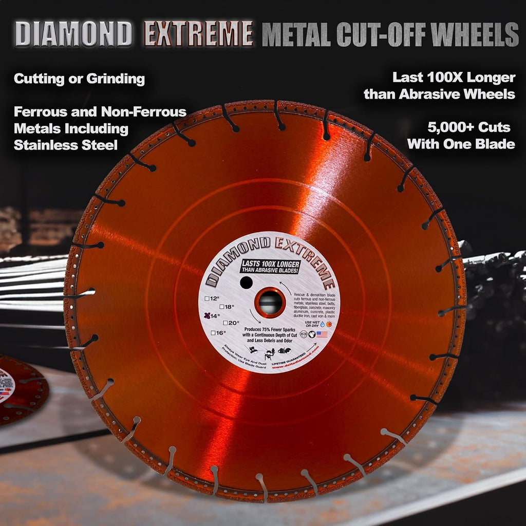 Diamond Extreme Metal Cut Off Wheel 14 Inch, Heavy-Duty All Purpose Metal Cutting Diamond Blade for Rebar, Steel, Iron & More