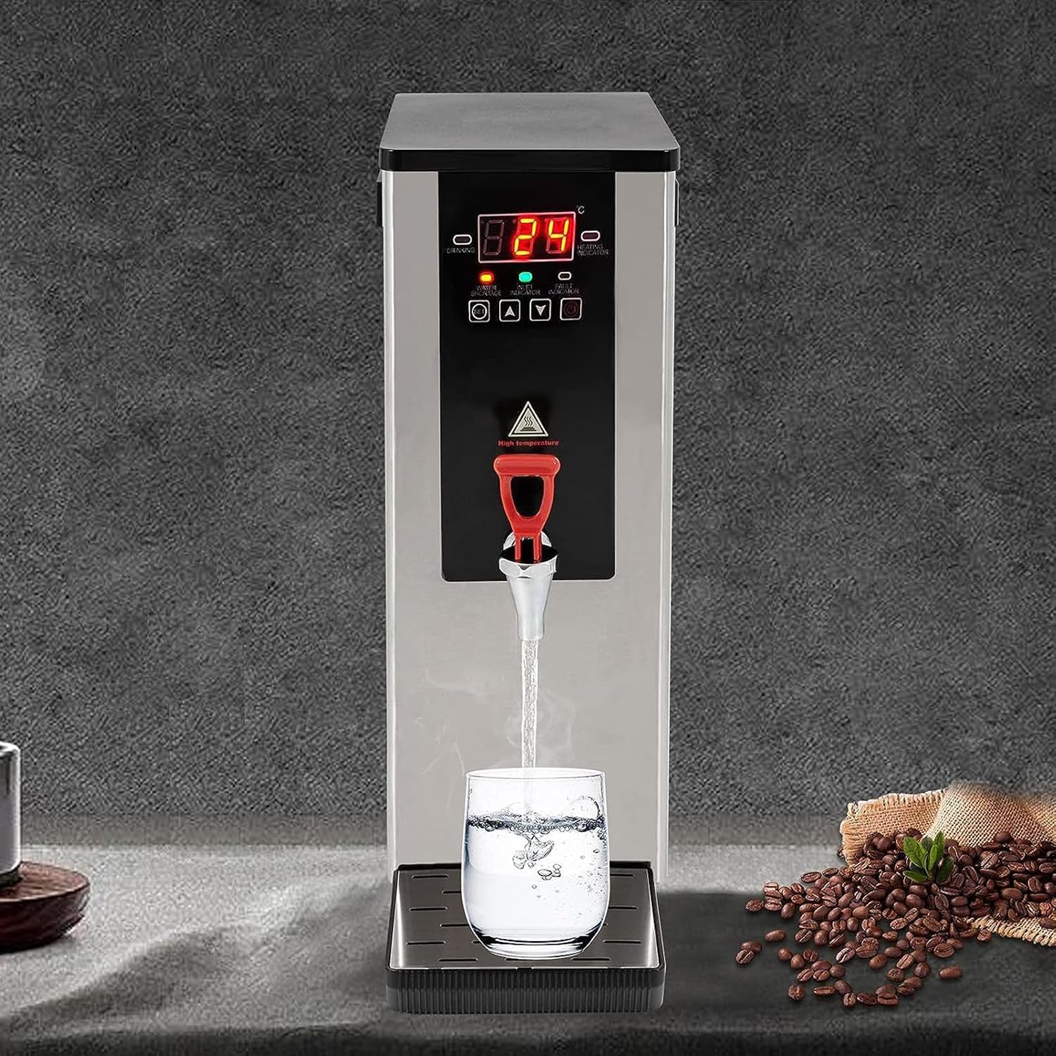 2400W Electric Hot Water Dispenser, 10L Automatic Boiling Water Machine with Faucet & LCD, Great for Office, Home Use, Commercial Water Boiler