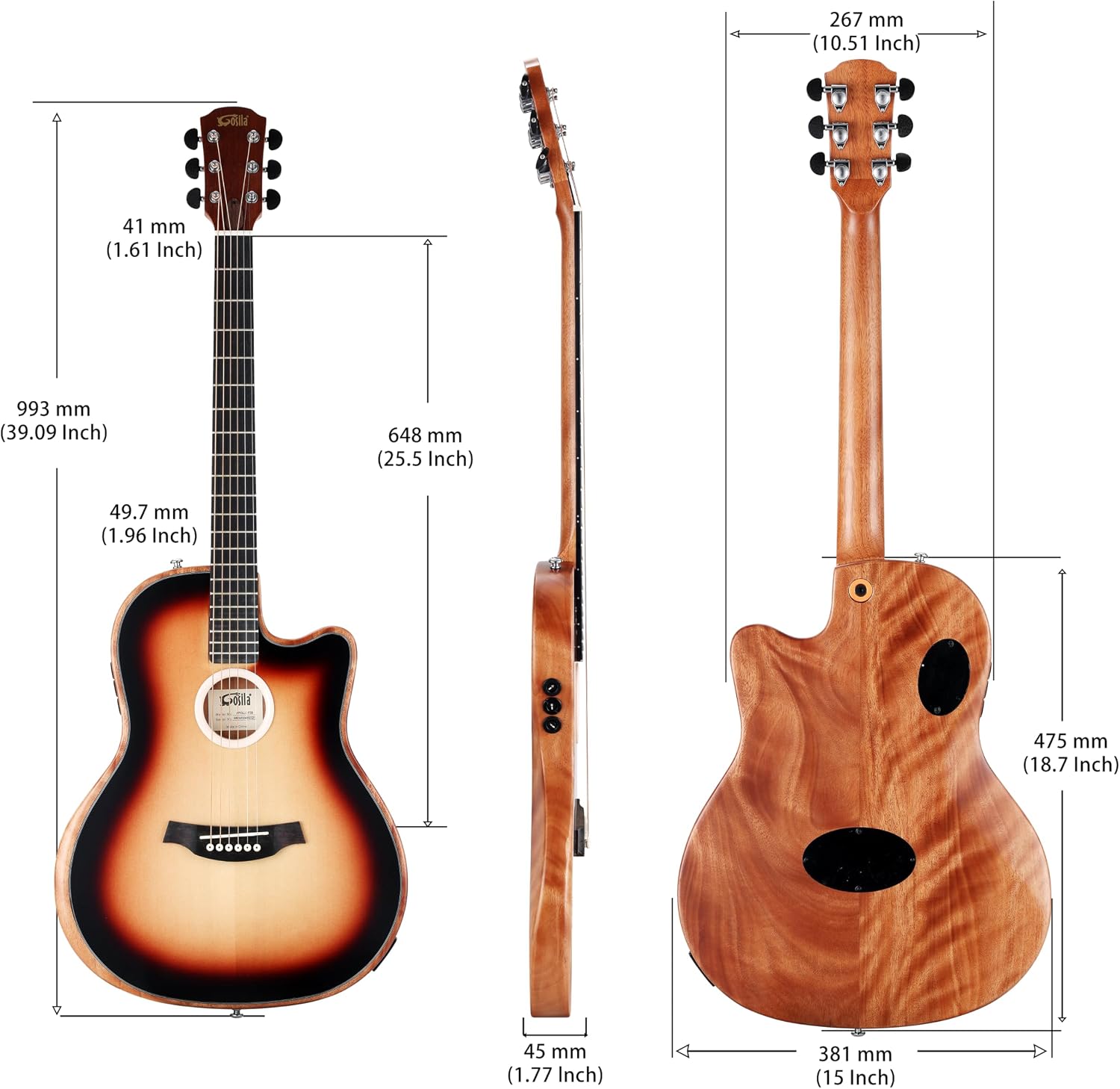 Electronic Acoustic Guitar SILENT GUITAR Travel Portable Guitars Solid Cedar top Okoume body