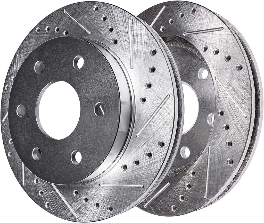 Detroit Axle - Rear Drilled Rotors Brake Pads Right Caliper Replacement for 2004-2011 Ford F-150 2006-2008 Lincoln Mark LT - 5pc Set
