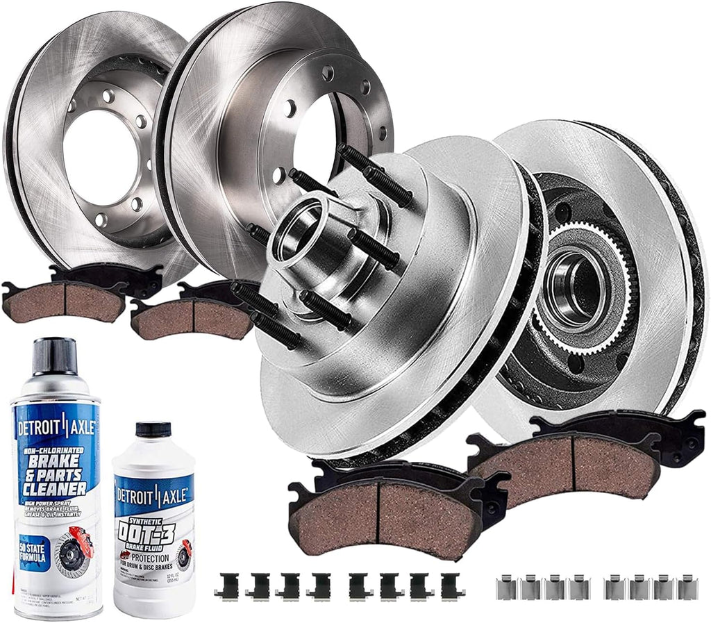 Detroit Axle - Brake Kit for 2008-2014 Ford E-450 Super Duty [Single Rear Wheel], 13.58' inch Front and Rear Disc Brake Rotors Ceramic Brake Pads with Hardware 2009 2010 2011 2012 2013 Replacement