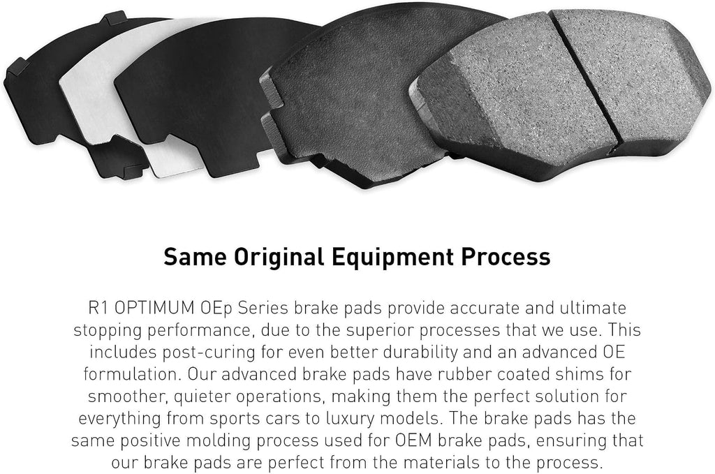 R1 Concepts Rear Brake Kit Fits 2017-2022 Maserati Ghibli; 2017-2024 Maserati Levante| Optimum Oep Brake Pads and Blank Brake Rotors| 13.0' Rear