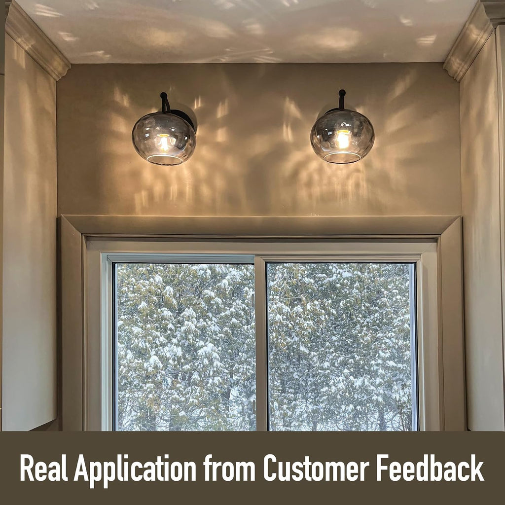 Modern Iridescent Glass Wall Sconce Matte Black Wall Light Set of 2 Hammered Smoked Glass Vanity Light for Bedroom Hallway Living Room Stairwell Bathroom Over Mirror