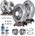 Detroit Axle - Brake Kit for 2013 2014 2015 2016 2017 Honda Accord, Drilled Slotted Brake Rotors Brakes Pads Front Wheel Bearings Replacement: 11.54' inch Front and 11.10' inch Rear Rotor