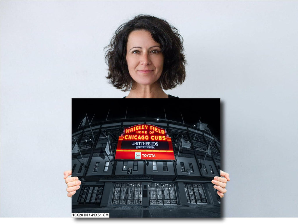 PHOTOS BY ZAMAN Wrigley Field, North Side of Chicago, Illinois, Major League Baseball Chicago Cubs, Paper, Canvas, Acrylic and Metal Print (Canvas Print-30 x 40 Inches)