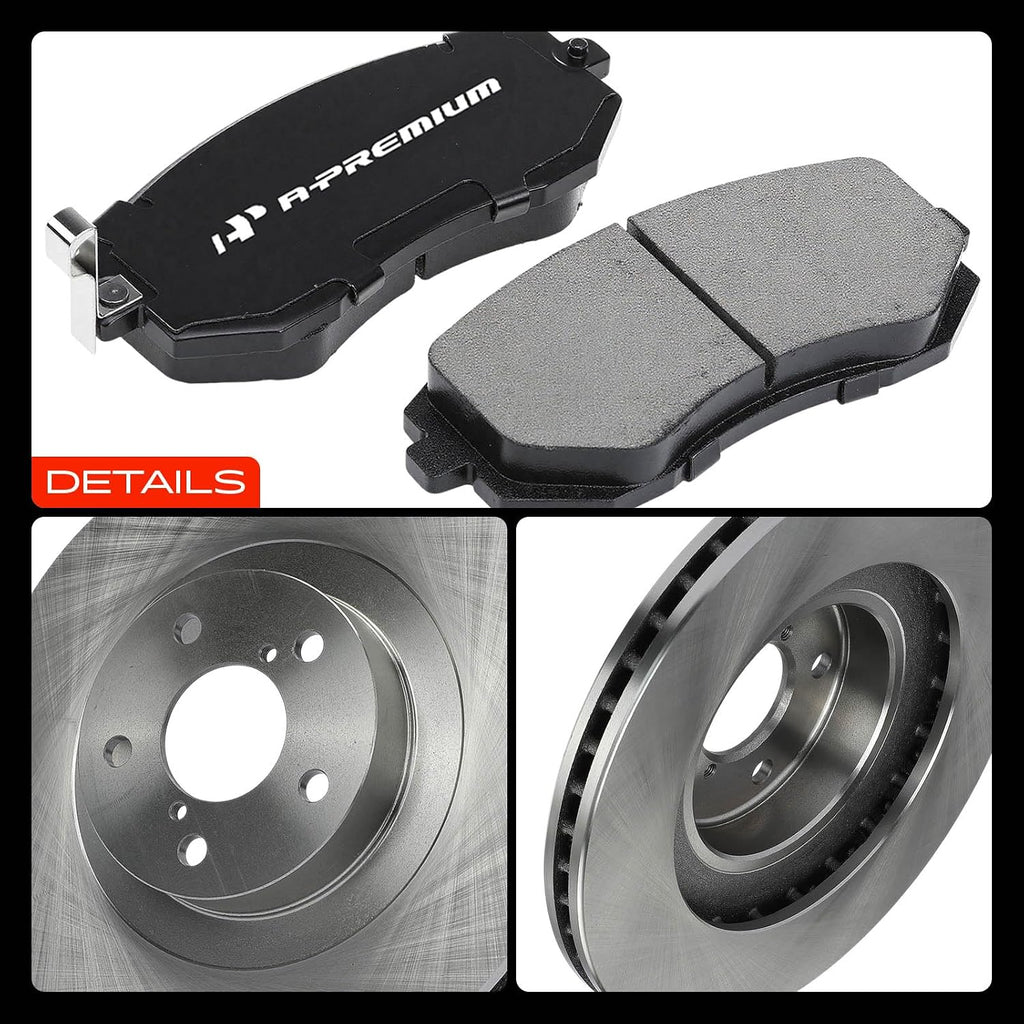 A-Premium 11.57 inch (293.80mm) Front Vented Disc Brake Rotors + Ceramic Pads Kit Compatible with Select Subaru & Saab Models - Outback 2002-2005, Forester, Impreza, Legacy, Baja, 9-2X, 6-PC Set