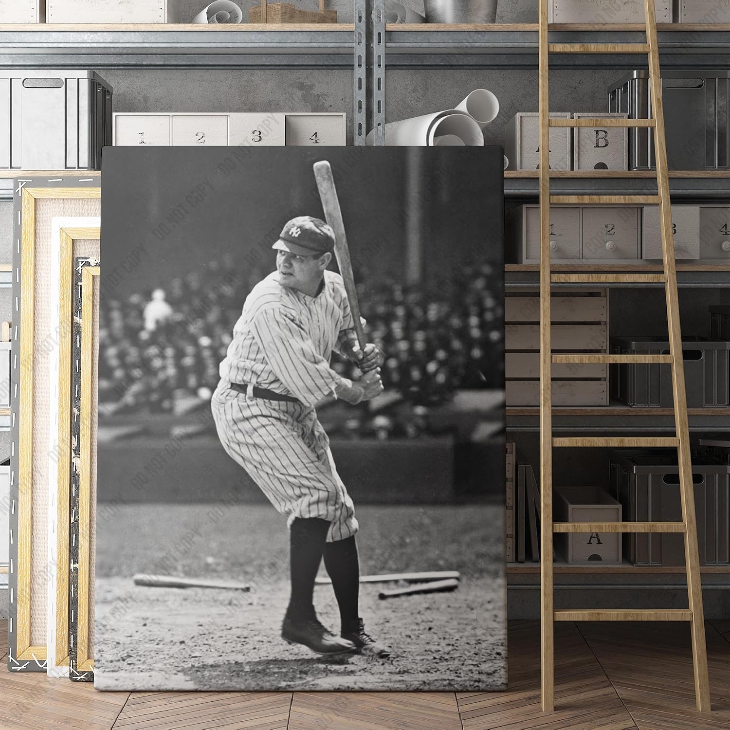 Babe Ruth Home Run 1920s MLB New York Yankees Baseball Canvas Wall Art Print | Iconic Posters, Pictures, Painting, Canvas Wall Art Gifts and Home Decor (24' x 36' x 1.5')