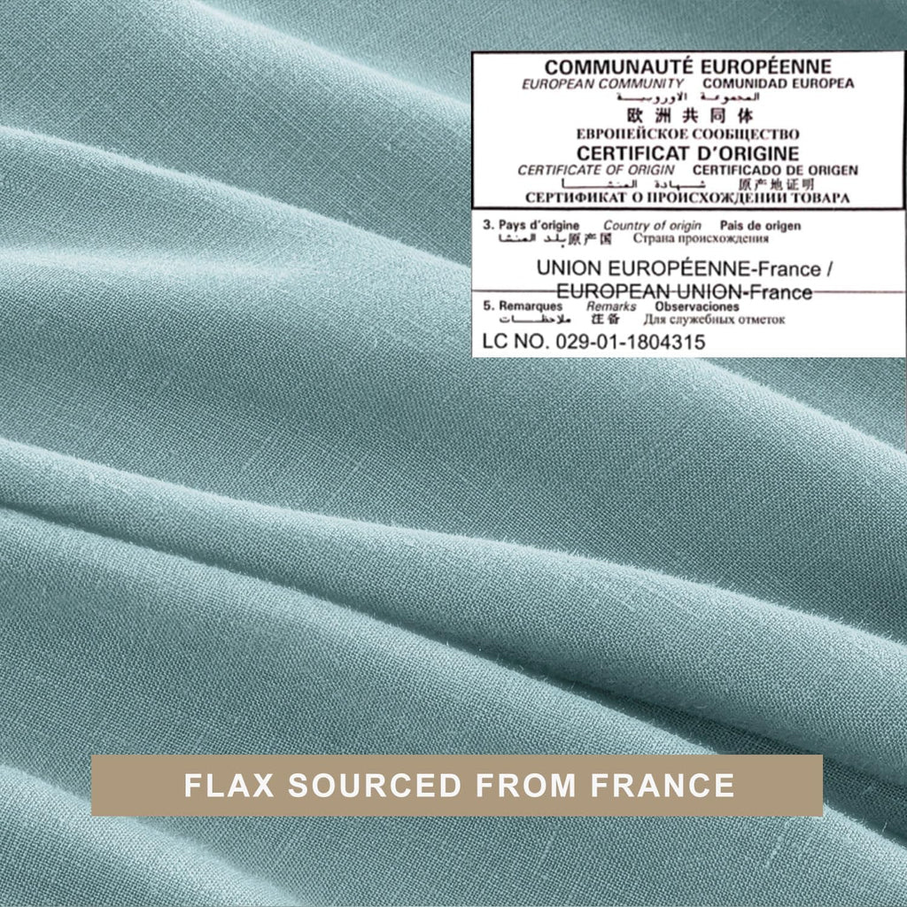 TOSMO 100% French Linen Sheets Set, Breathable and Durable Linen Flax Bedding 4 Pcs Set for Hot Sleepers - 1 Flat Sheet, 1 Fitted Sheet, 2 Pillowcases - (Aqua, Queen)