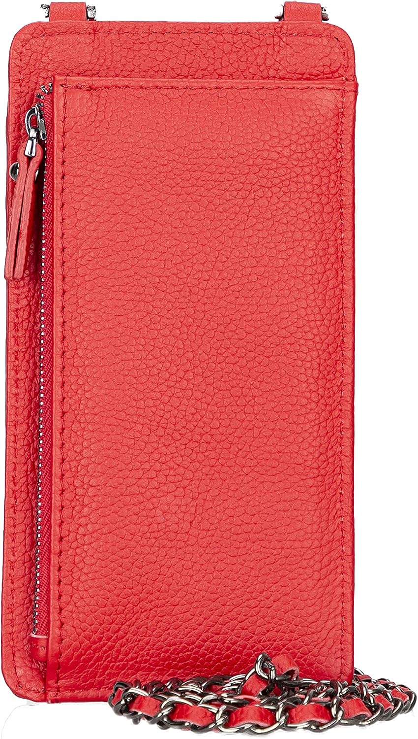 Crossbody Women Wallet fits iPhone 16 Pro MAX / 17 Pro MAX and All Mobile Devices up to 6.9' - Zippered Women Purse, Shoulder Bag with Card Holder, Pocket & Chain Strap, Trendy (Strawberry)
