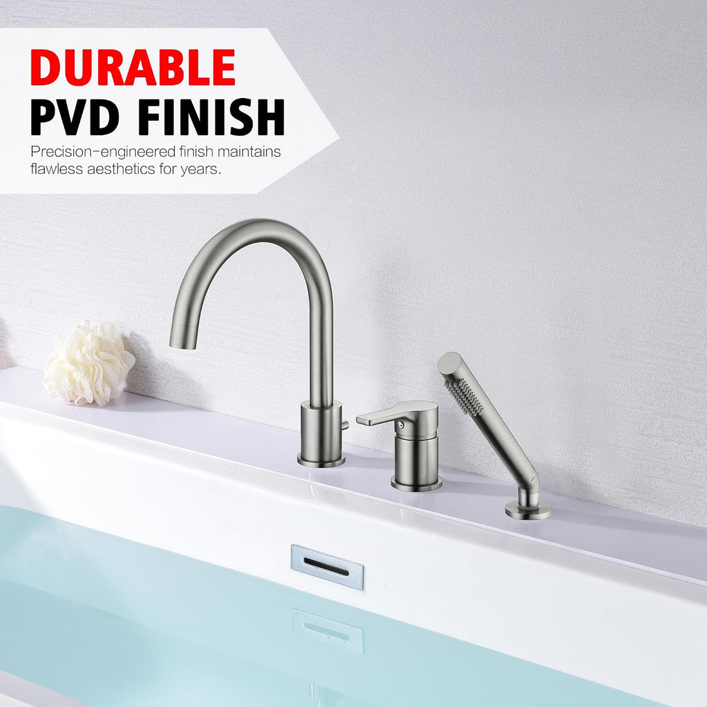 SUMERAIN Roman Tub Faucet Brushed Nickel Bathtub Faucet Set with Handheld Shower Sprayer