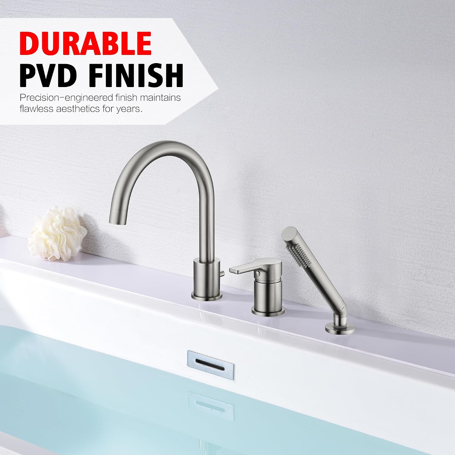 SUMERAIN Roman Tub Faucet Brushed Nickel Bathtub Faucet Set with Handheld Shower Sprayer