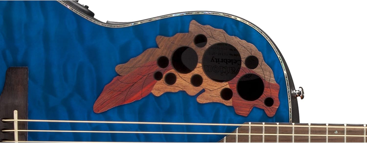 Ovation CE44P-8TQ Acoustic-Electric Guitar, Trans Blue Quilt Maple