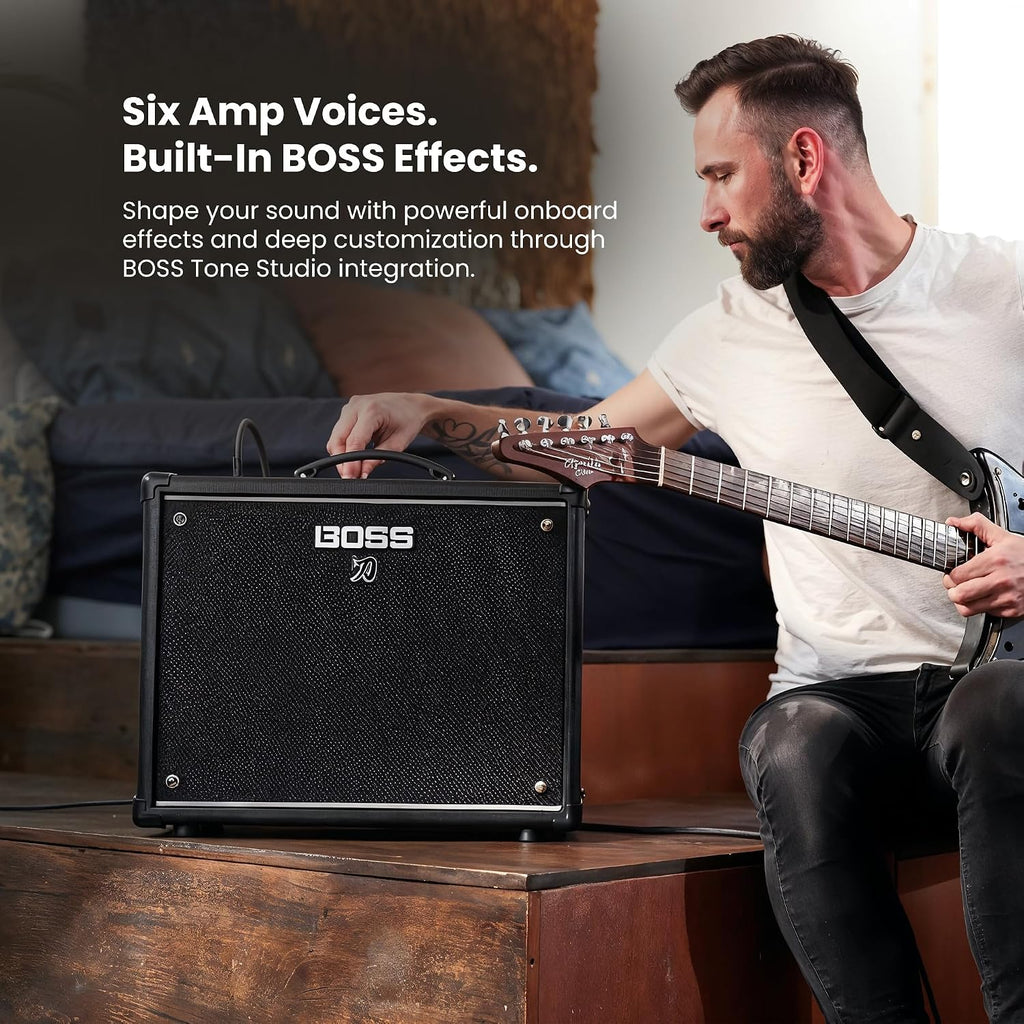Boss Katana-50 Gen 3 50-Watt 1x12-Inch Guitar Combo Amplifier Bundle with Gearlux Instrument Cable and Picks