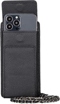 Crossbody Women Wallet fits iPhone 16 Pro MAX / 17 Pro MAX and All Mobile Devices up to 6.9' - Zippered Women Purse, Shoulder Bag with Card Holder, Pocket & Chain Strap, Trendy (Black)