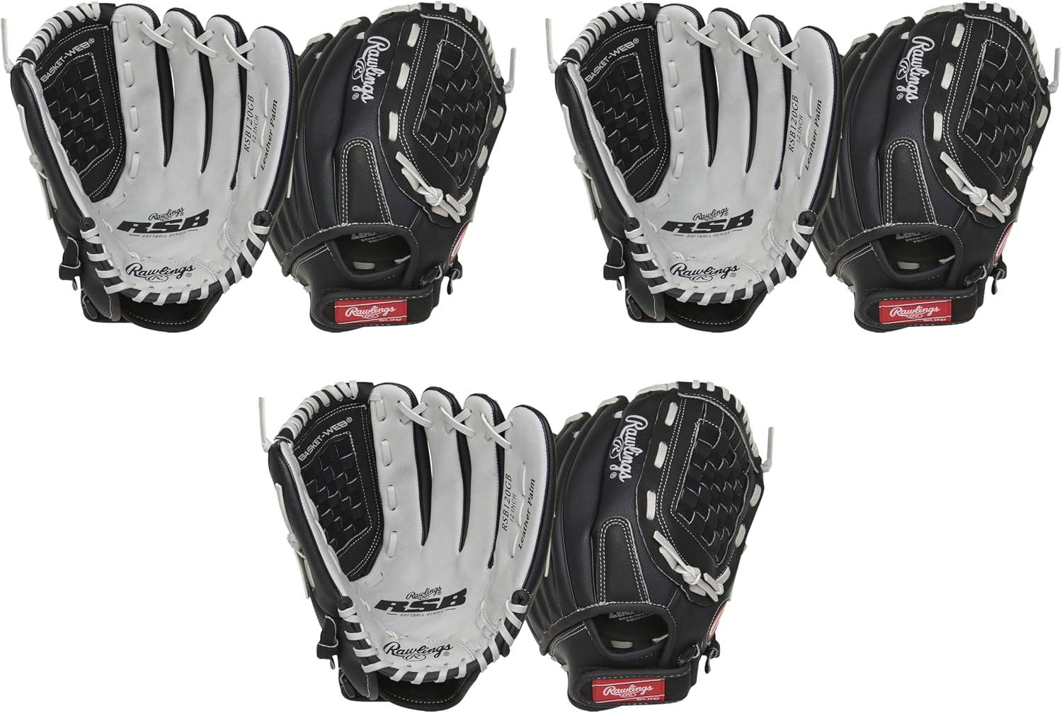 Rawlings, RSB Slowpitch Softball Glove, Left Hand Throw, 12' - Basket Web (Pack of 3)