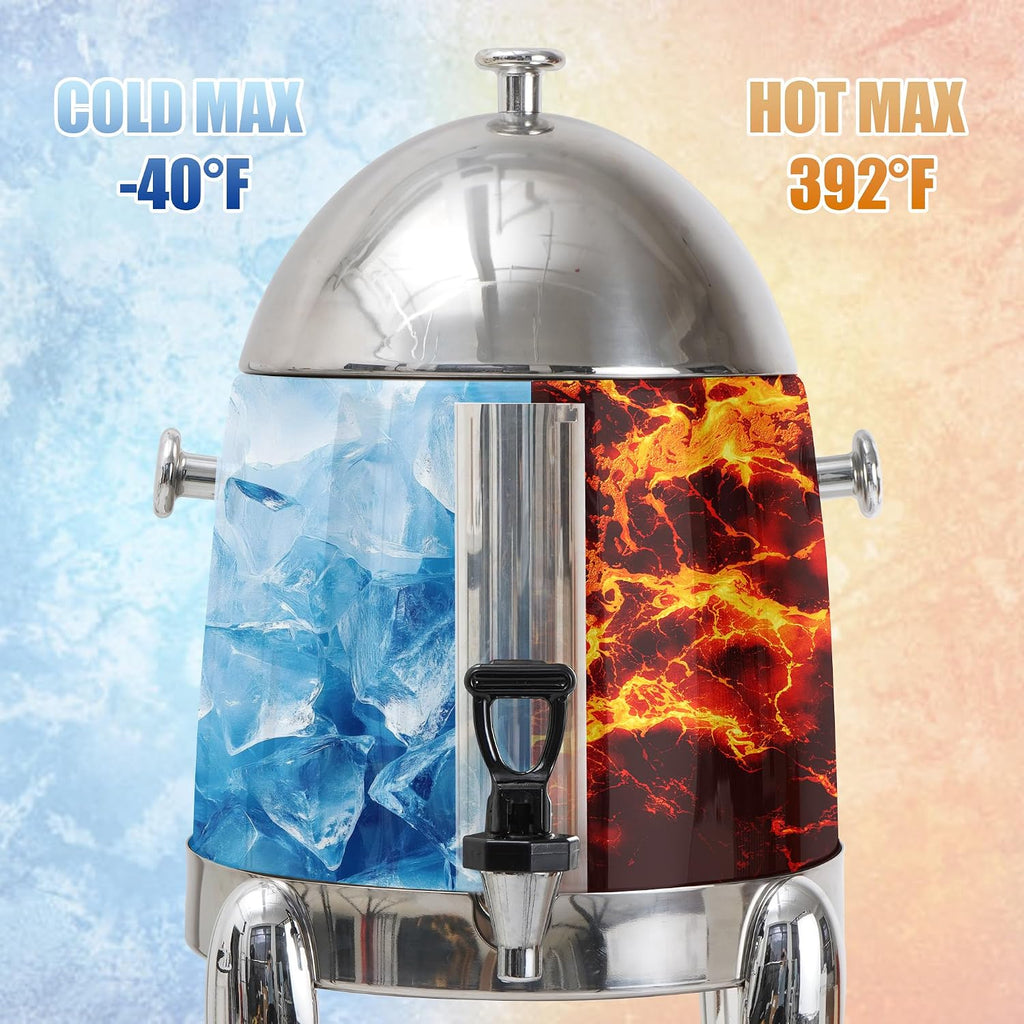 3 Gallon Beverage Dispenser with Stand, Commercial Coffee Urn with Spigot, Hot Drink Buffet Warmer Server for Parties Weddings Holiday Entertaining Catering Events (Plus Mixing Spoon and Drip Mat)