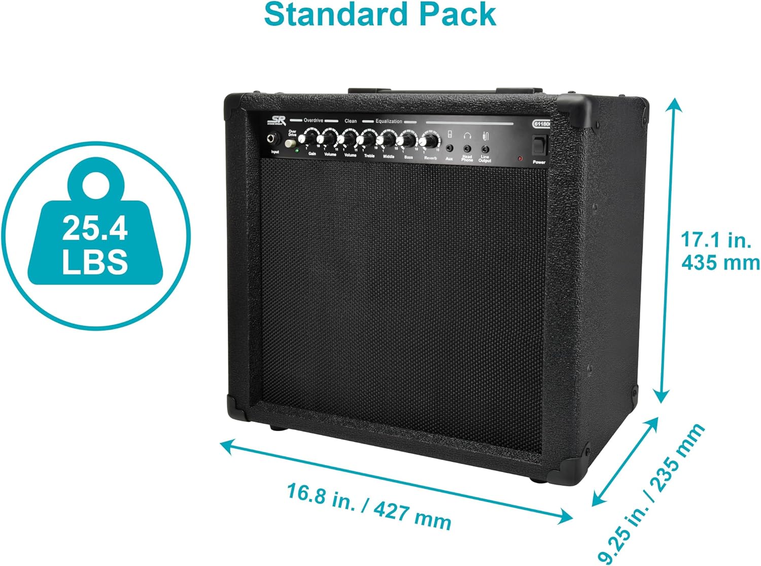Monoprice 1x10 Guitar Combo Amplifier - Black 40-Watt, Spring Reverb, 10-Inch 4-Ohm Speaker, High & Low Inputs, Headphone Output - Stage Right Series