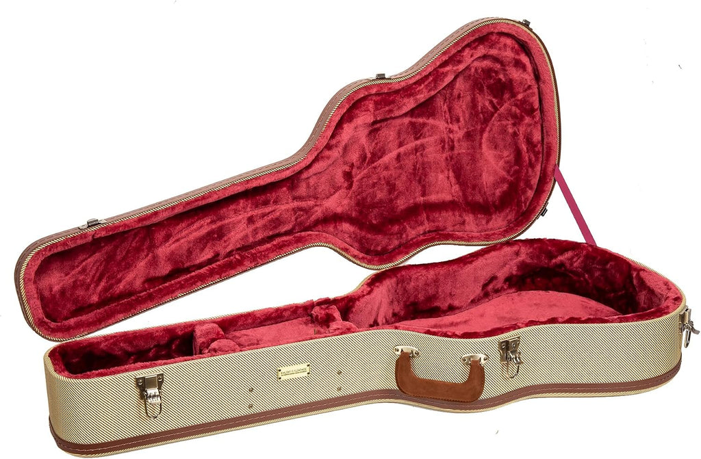 Crossrock Dreadnought Acoustic Guitar Case for Gibson J-45 / Martin D-Style | Classic Fabric Tweed Exterior, Re-Engineered Shell, Leather Handle & Deep Red Velvet Interior(CRW700DTW)