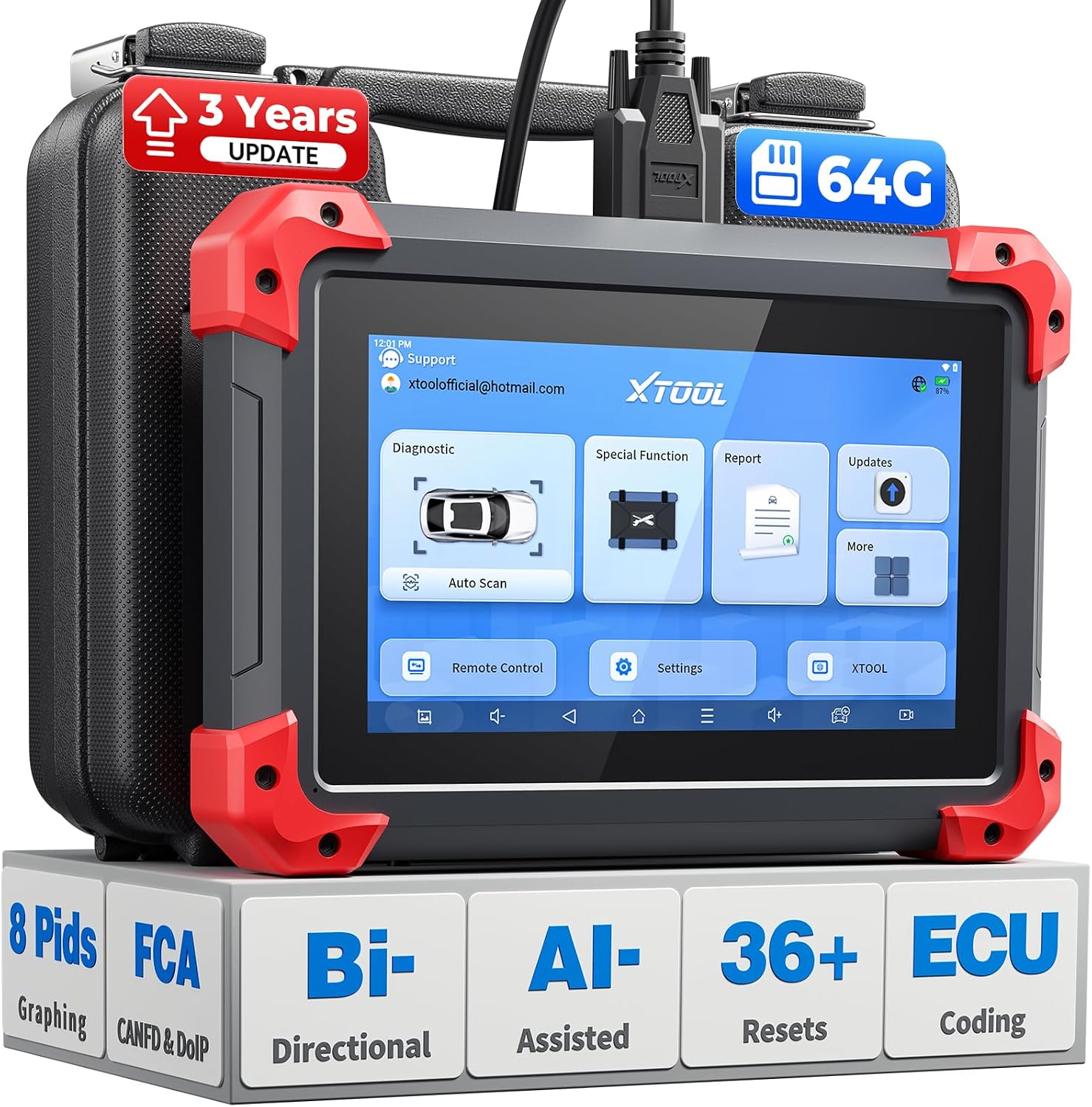 XTOOL D7 Bidirectional Scan Tool: 2026 Ai-Assisted OBD2 Scanner Diagnostic Tool with 36+ Resets, Full System Car Scanner with EPB, Injector Test, Throttle, Crank Sensor Relearn, FCA, CANFD & DoIP