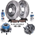 Detroit Axle - Front Brake Kit for 1997-2003 Chevy Malibu, 99-04 Olds Alero, 99-05 Pontiac Grand Am, 97-99 Cutlass Drilled & Slotted Brake Rotors Ceramic Brakes Pads Wheel Bearing Hubs Replacement