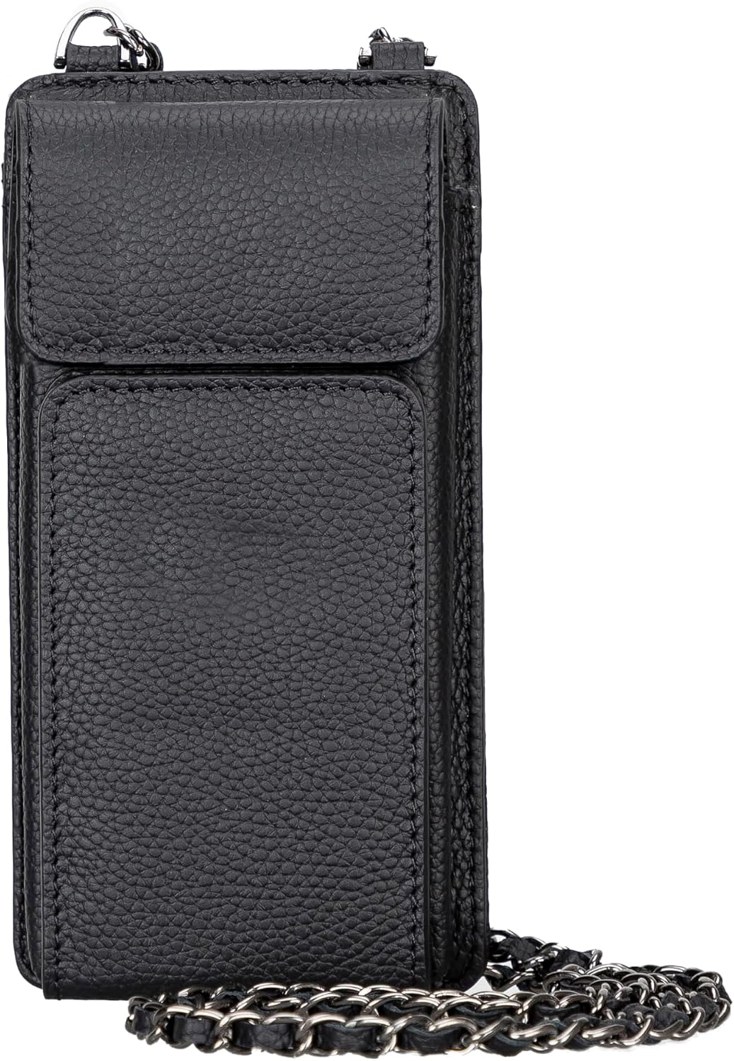 Crossbody Women Wallet fits iPhone 16 Pro MAX / 17 Pro MAX and All Mobile Devices up to 6.9' - Zippered Women Purse, Shoulder Bag with Card Holder, Pocket & Chain Strap, Trendy (Black)