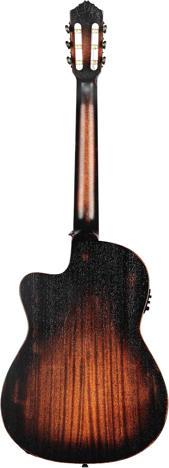 Ortega Guitars 6 String Private Room Distressed Suite Solid Top Slim Neck Acoustic-Electric Nylon Classical Guitar w/Bag, Right (DSSUITE-C/E)