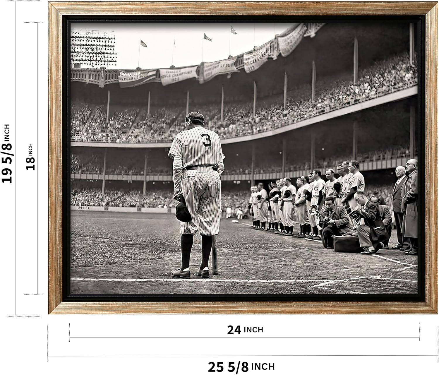 Poster Master The Babe Bows Out Canvas - Retro Babe Ruth Retires Print - Sports Art - Gift for Him, Men, Athlete - Baseball Art - Decor for Man Cave, Gym, Living Room - 18x24 Silver Framed Canvas