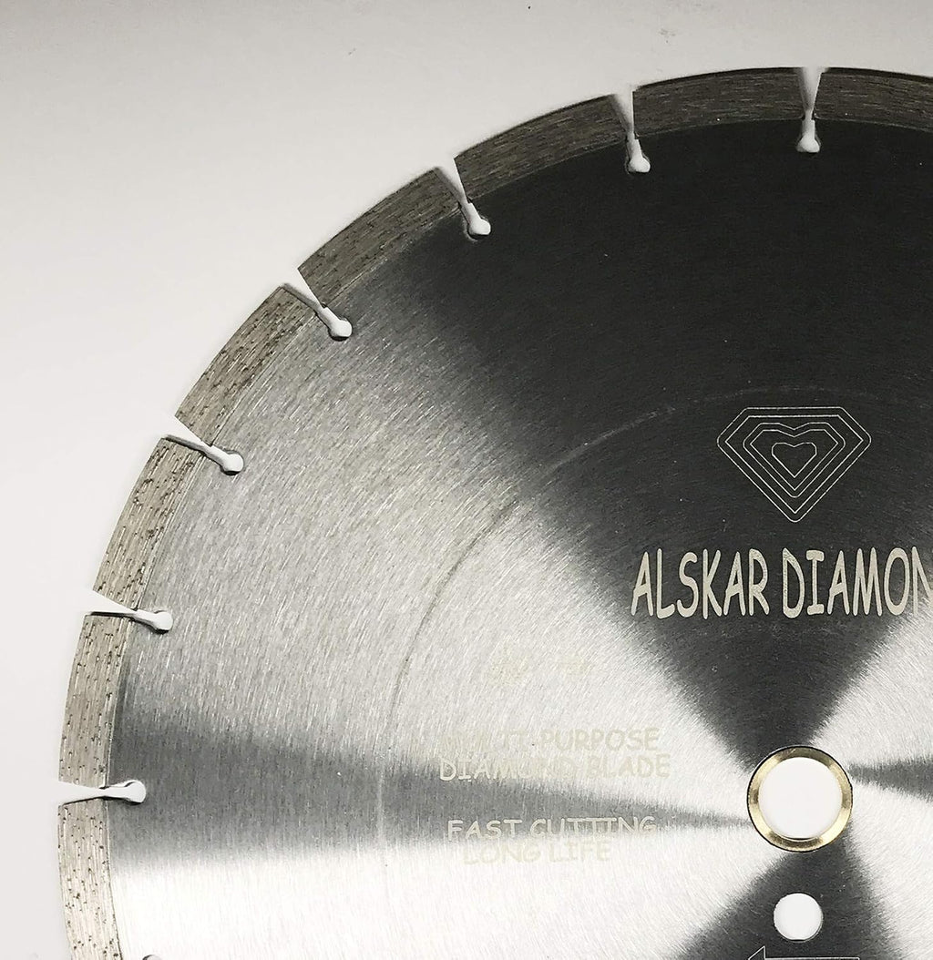 (10 Pack) ALSKAR DIAMOND ADLSS 12 inch Dry or Wet Cutting General Purpose Segmented High Speed Diamond Saw Blades for Concrete Stone Brick Masonry with Arbor 1'-20mm (12' - 10 pcs)